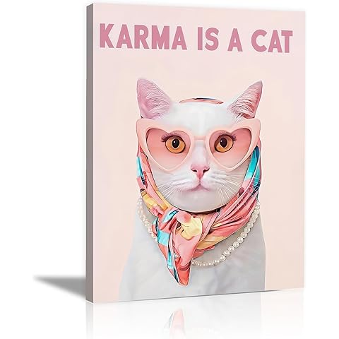 BFKDKG Taylor Poster wall art Canvas wall art, Karma Is A Cat Album Prints, Lyrics Poster for Bedroom, Pink Room Wall Decor, Music Art Wall Decor for Girls Fans 12x16in
