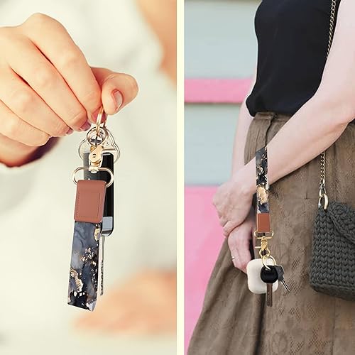 Miniatura 4 de Handlein Cordón de muñeca para llaves. Llavero largo y mini para pulsera. Llavero de correa de muñeca para llaves de coche para mujeres y hombres