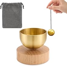 Rierousy Small Tibetan Singing Bowl Cushion, Singing Bowl Set, Cast Singing Bowl for Yoga, Meditation and Relaxation, Mindfulness, Chakra Healing, Stress Relief