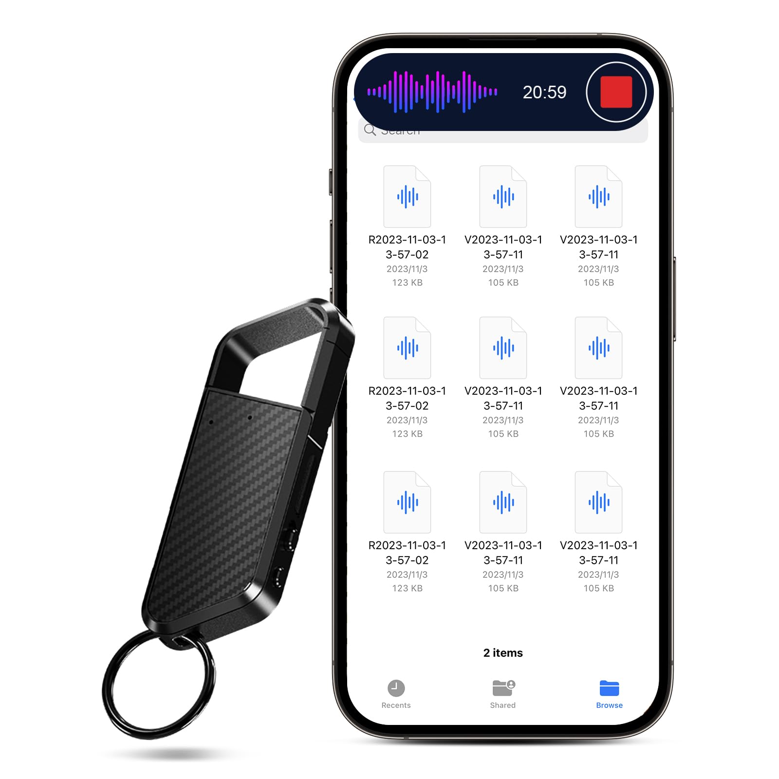 64GB Digital Voice Activated Recorder - Dictaphone Voice Recorder HD Noise Reduction with MP3 Player Voice Recorder with Playback, 800 Hours Recording Time for Interviews/Meetings/Courses