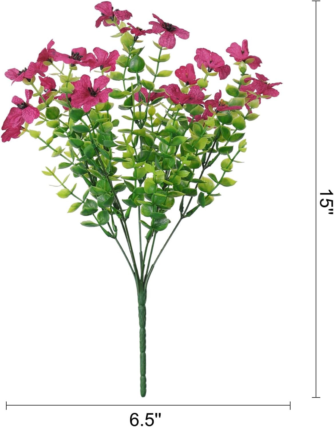 SOMYTING Artificial Flowers for Outdoor, 8 Bundles Faux Flower Daisy with Eucalyptus Leaves Fake Plants Silk Artificial Flowers Bulk for Outdoor Planter Garden Porch Home Decoration (Magenta, 8PCS) - Image 2