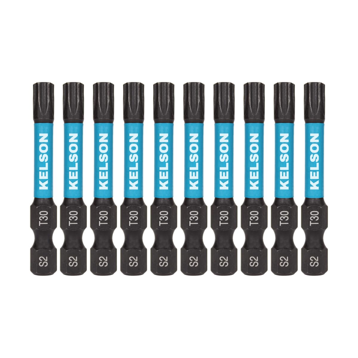 KELSON 10pcs T30 Torx 50mm #30 Star Drive Impact Rated Screwdriver Bits 1/4" Universal