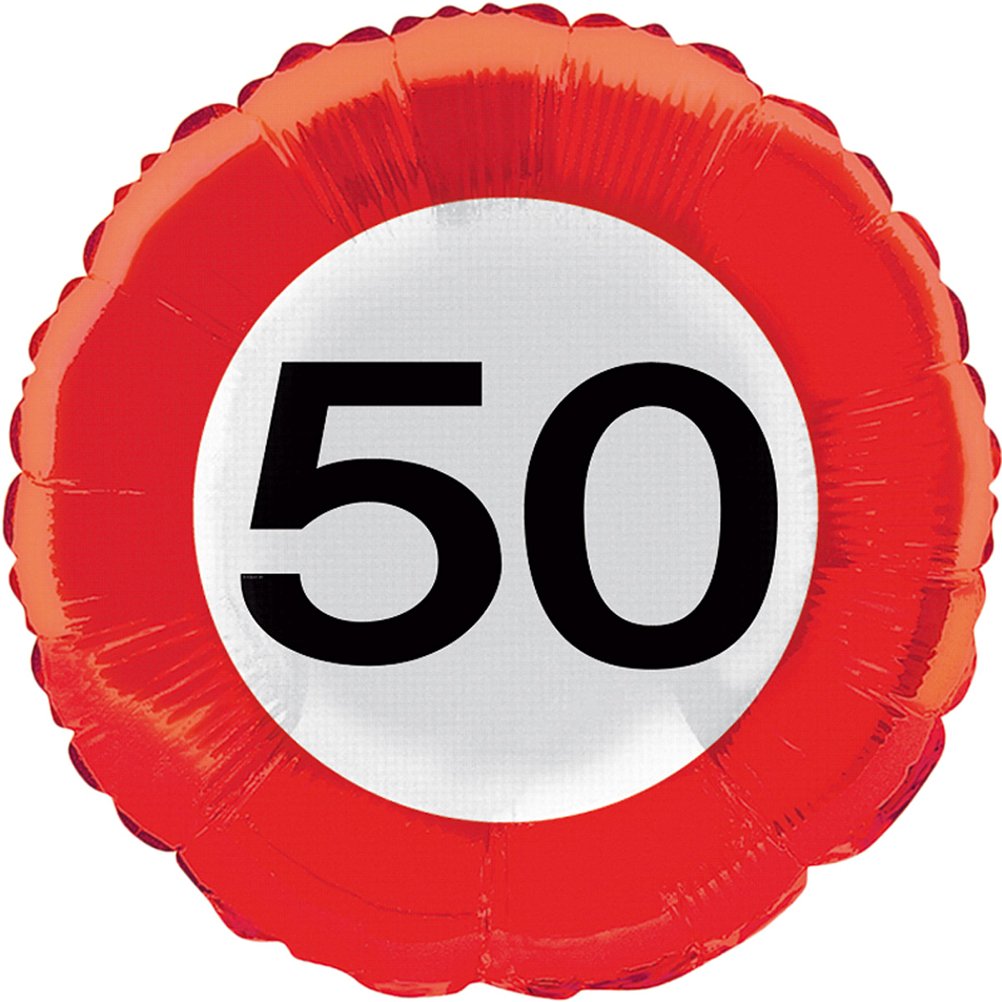 Folat - 50th Birthday Traffic Sign Foil Balloon - 46 cm