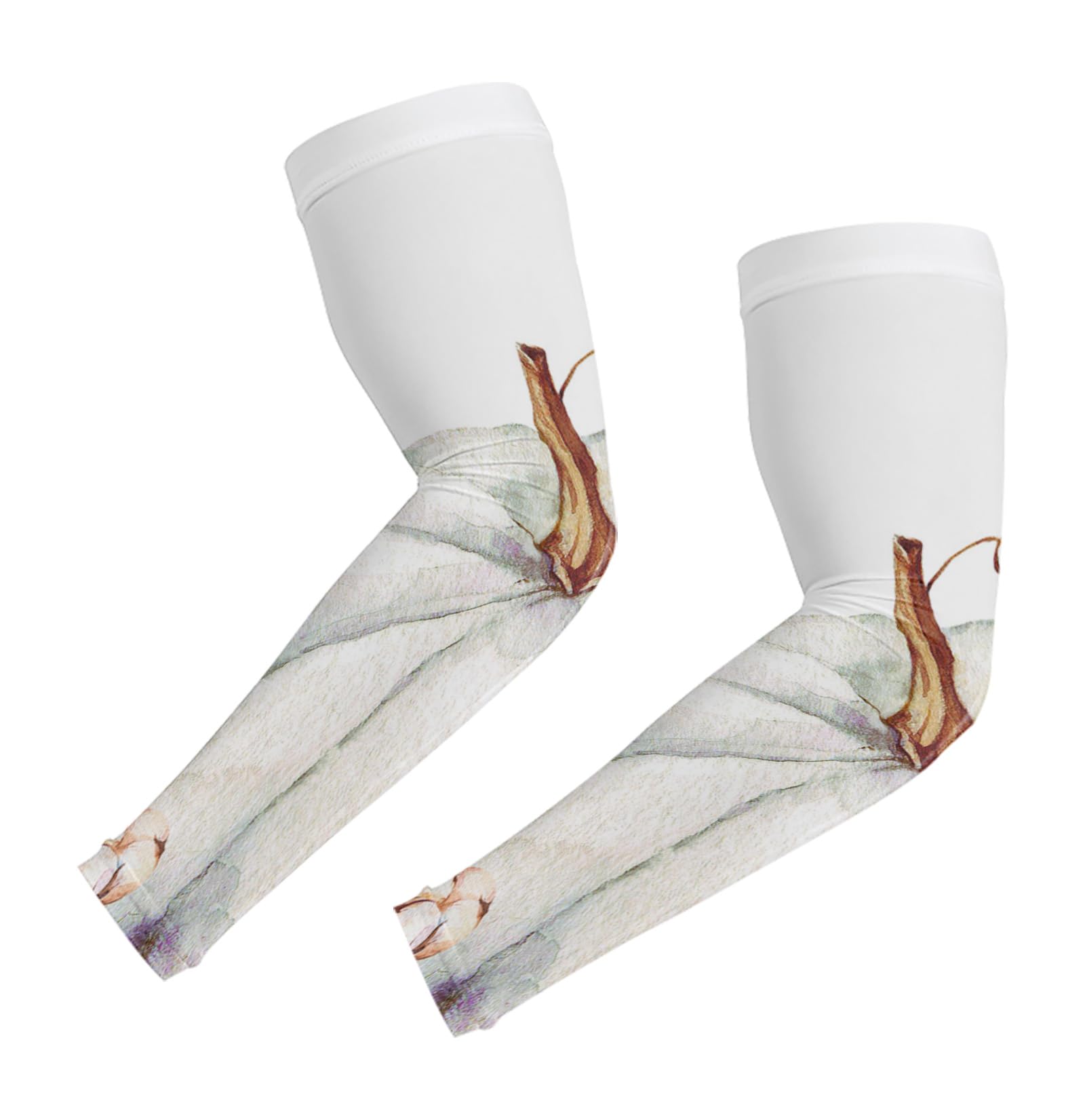 LBCASA Thanksgiving Cooling Arm Sleeves for Women, Watercolor White Pumpkin Fall Leaf Wheat Ears Arm Sleeves Covers, (L)
