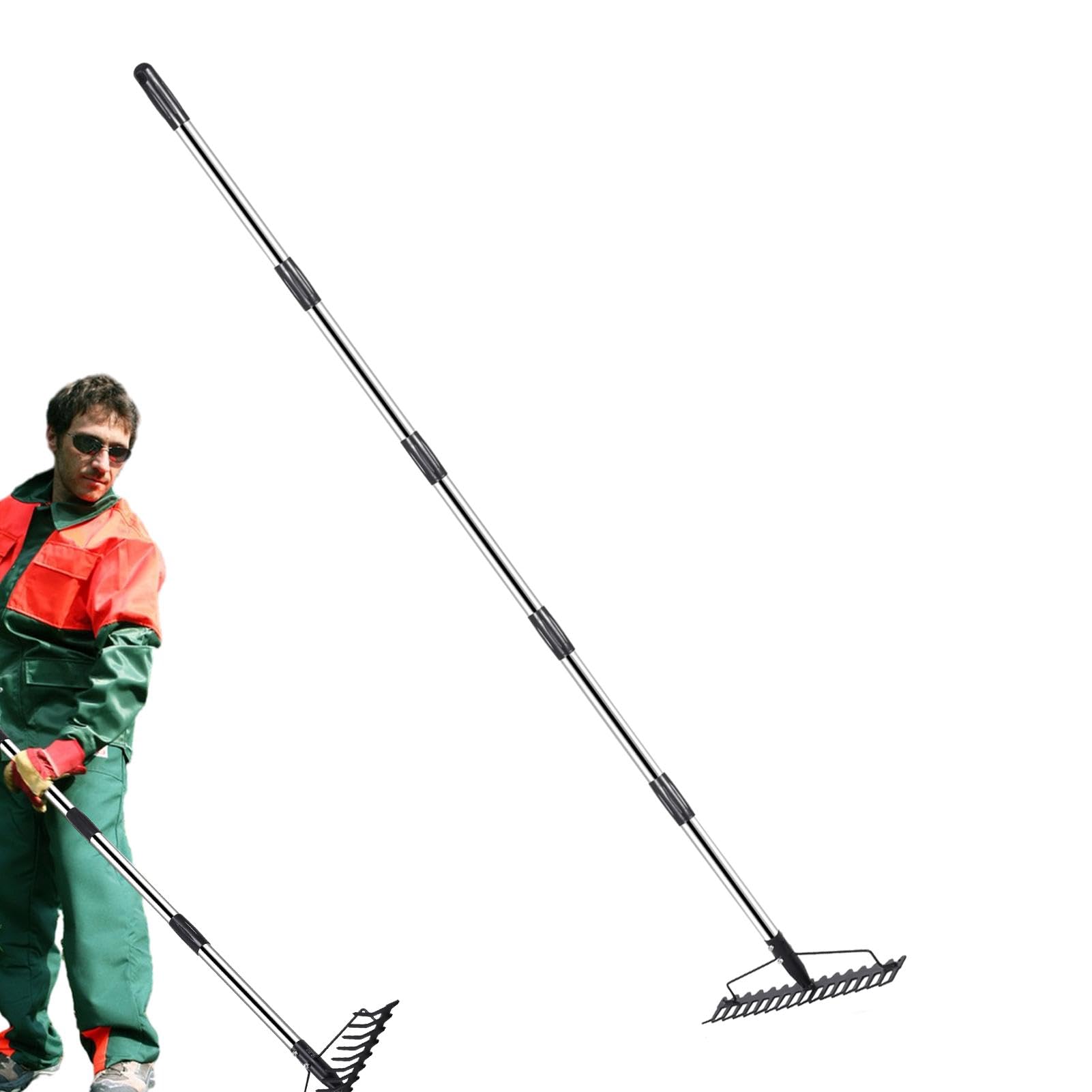 rastrillo de Metal, rastrillo de arbustos pequeños | Rastrillos de | Resistentes para jardinería - Rastrillo de jardín portátil Ajustable y Resistente para Patio, jardín, césped, Patio