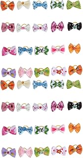 Balacoo 40 pcs Dog Hair Bowknotk Pet Hair Bows with Rubber Band Pet Hair Bowknot Toy