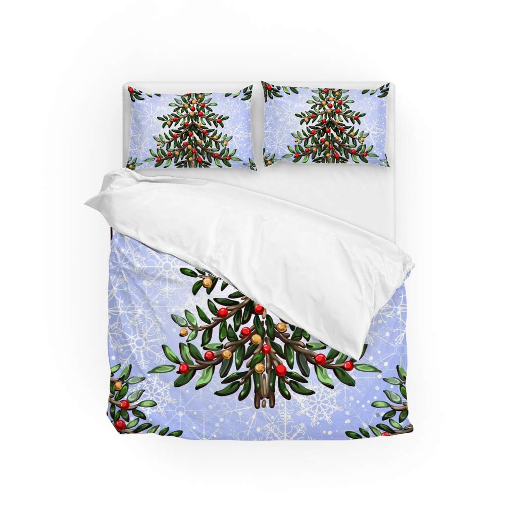 Housse de couette de Noël flocon de neige ultra douce et facile d'entretien pour lit 3 pièces