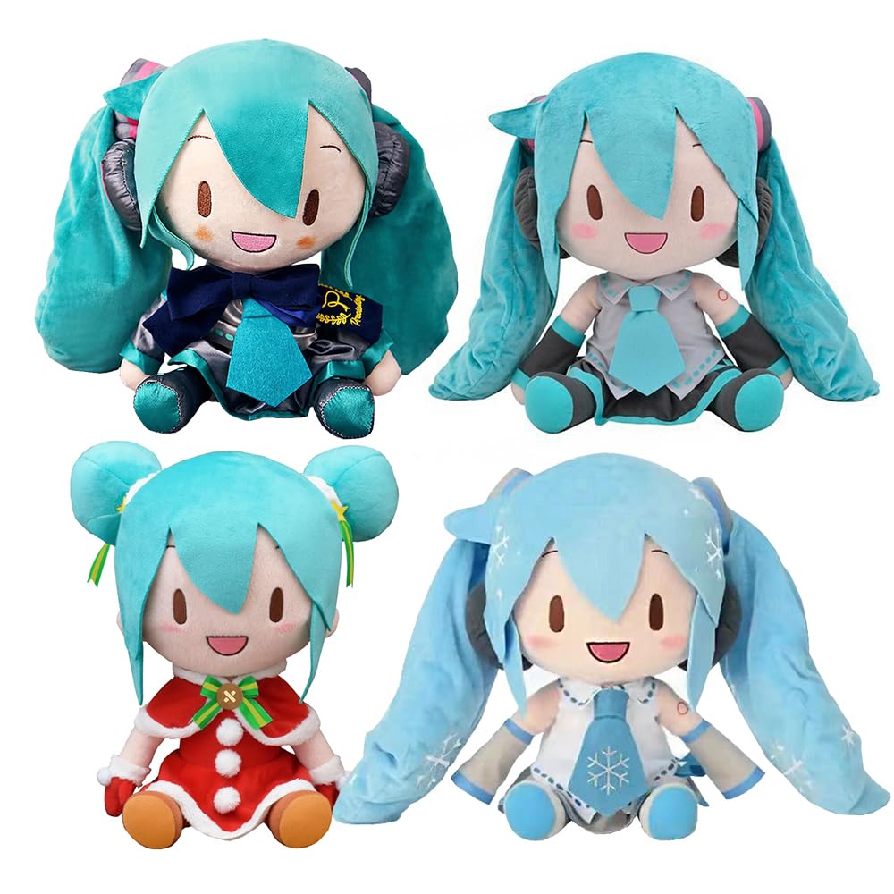 Zhongkaihua Miku Plüsch-Anime-Anhänger, weich, gefüllt, 32 cm, 4 Stück | Mit Baumwolle gefüllt, Manga-Merch-Geschenke, Sammlerstücke, Ornament, Heimdekoration