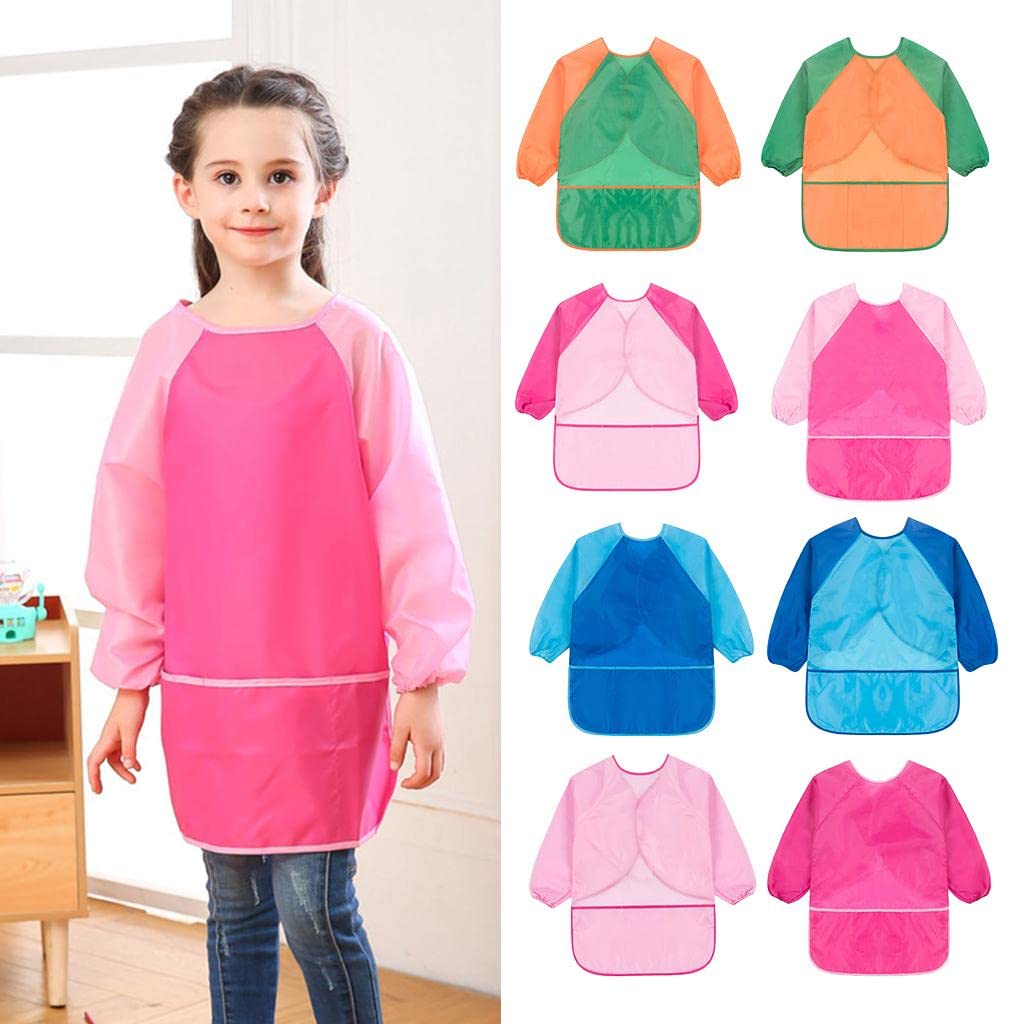 Grembiule per bambini a maniche lunghe per pittura disegno impermeabile grembiule rosa manica M