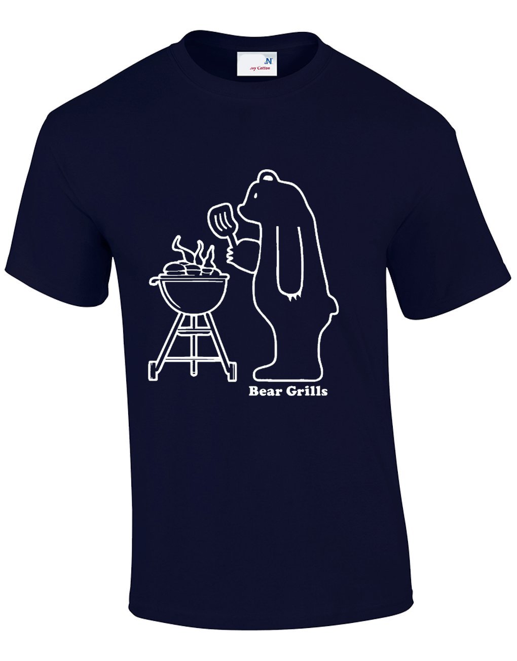 Crown Designs Men's Navy Bear Grills Funny Cool For & Teenagers T-Shirts Tops - /Small