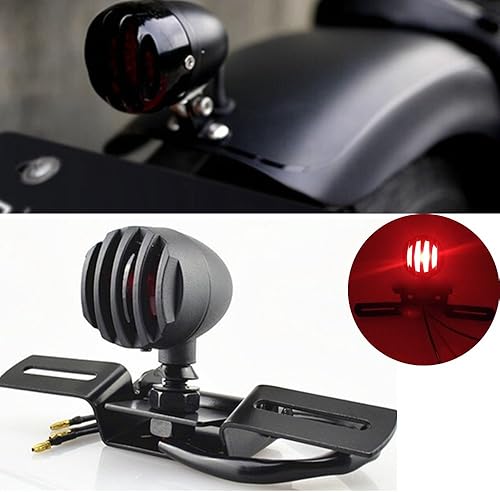 Miniatura 2 de KATUR 1 lámpara de freno para motocicleta de 12 V 10 W, licencia de freno compatible con Chopper Bobber Cafe Racer, carcasa de acero bala Motos