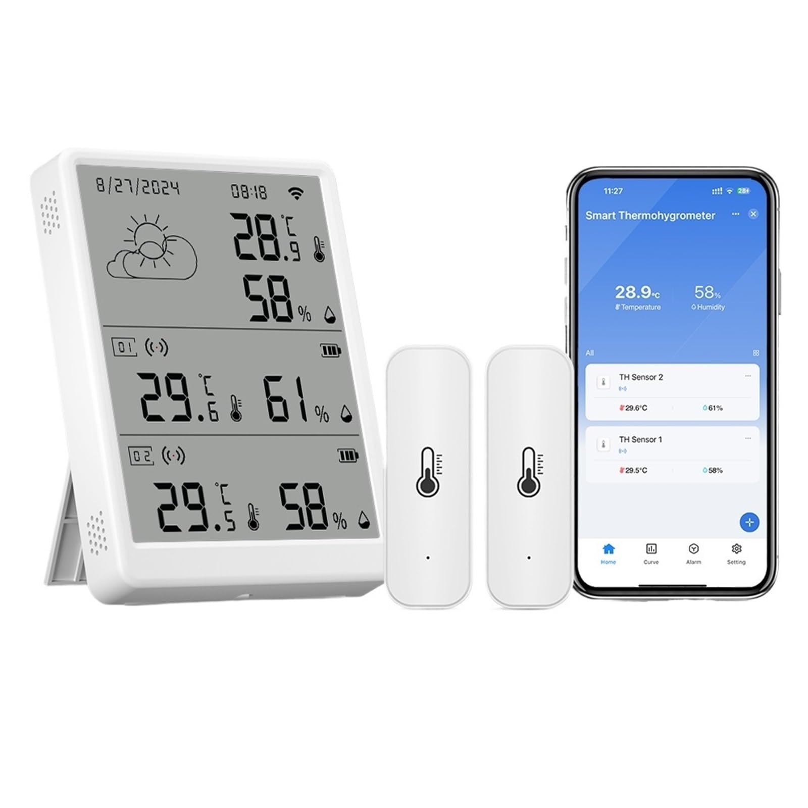 Stacja Meteorologiczna, Monitor Temperatury I Wilgotności WiFi Termometr Wewnętrzny Higrometr do Ogrodu