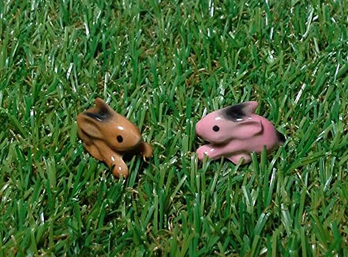 Mini Ceramic Rabbits for Fairy Miniature Garden Decoration (2pcs)