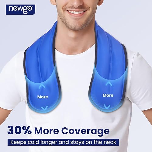 Miniatura 4 de NEWGO Envoltura de hielo para el cuello y los hombros, enfriador de cuello reutilizable, gel cervical frío con forro de felpa suave para aliviar el