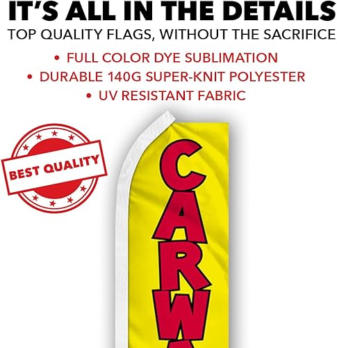 Miniatura 4 de Bandera de publicidad de Swooper amarilla para lavado de autos, perfecta para tiendas de rendimiento, mecánica, reparación de automóviles, tiendas