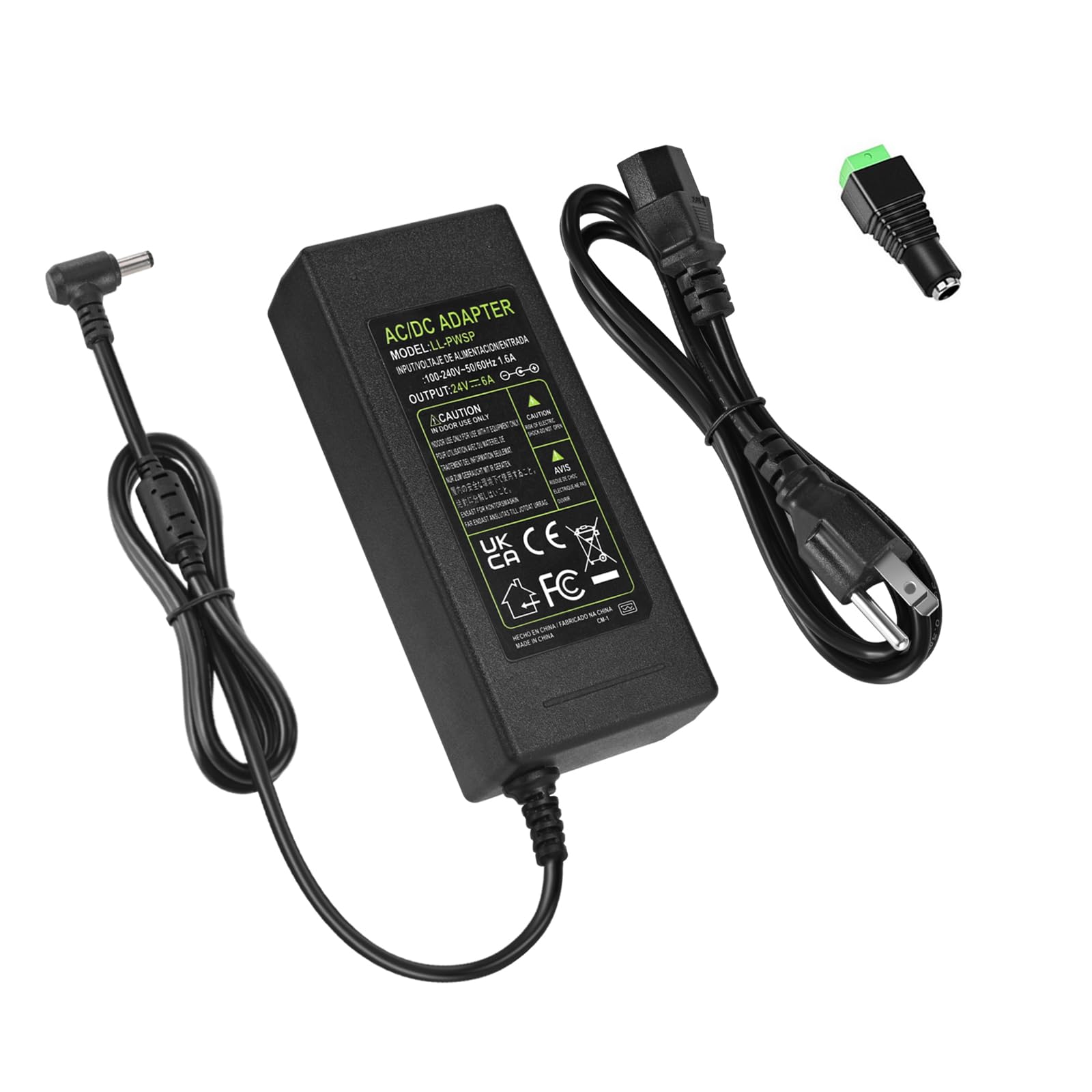 24V 6A Power Supply 144W 100V~240V AC to DC Adapter Converter Transformer,24 Volt 6 Amp Power Supply Adapter with 5.5mm x 2.5mm&2.1mm DC Output Jack