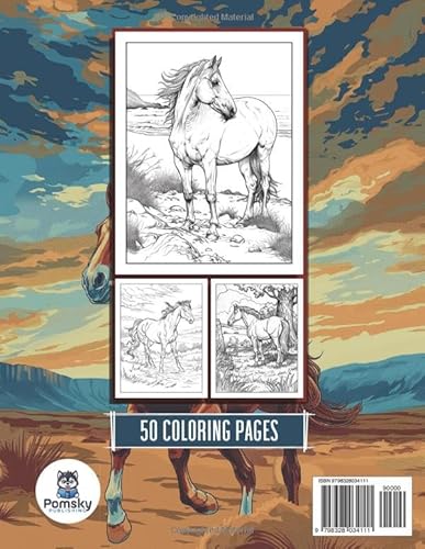 Horse Coloring Book for Kids and Adults: 50 Fun and Relaxing Designs of Horses for Creative Expressi