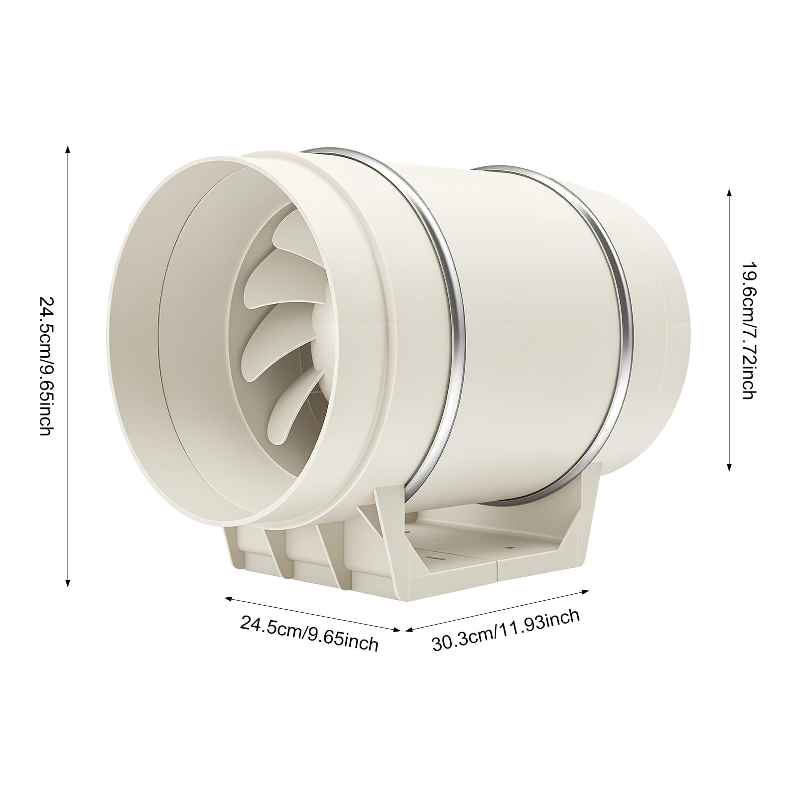 Ventilatore a tubo da 200 mm, 136 W, con motore in rame puro, 2600 giri/min, 900 m³/h, silenzioso, 60 dB, per bagno, cantina, coltivazione e serra