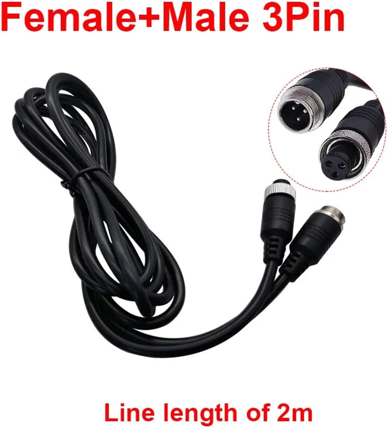 GX12 connector with 2m PVC cable GX12-2pin, 3pin, 4pin extension male to female plug, wire diameter 6.7mm(3Pin female male)