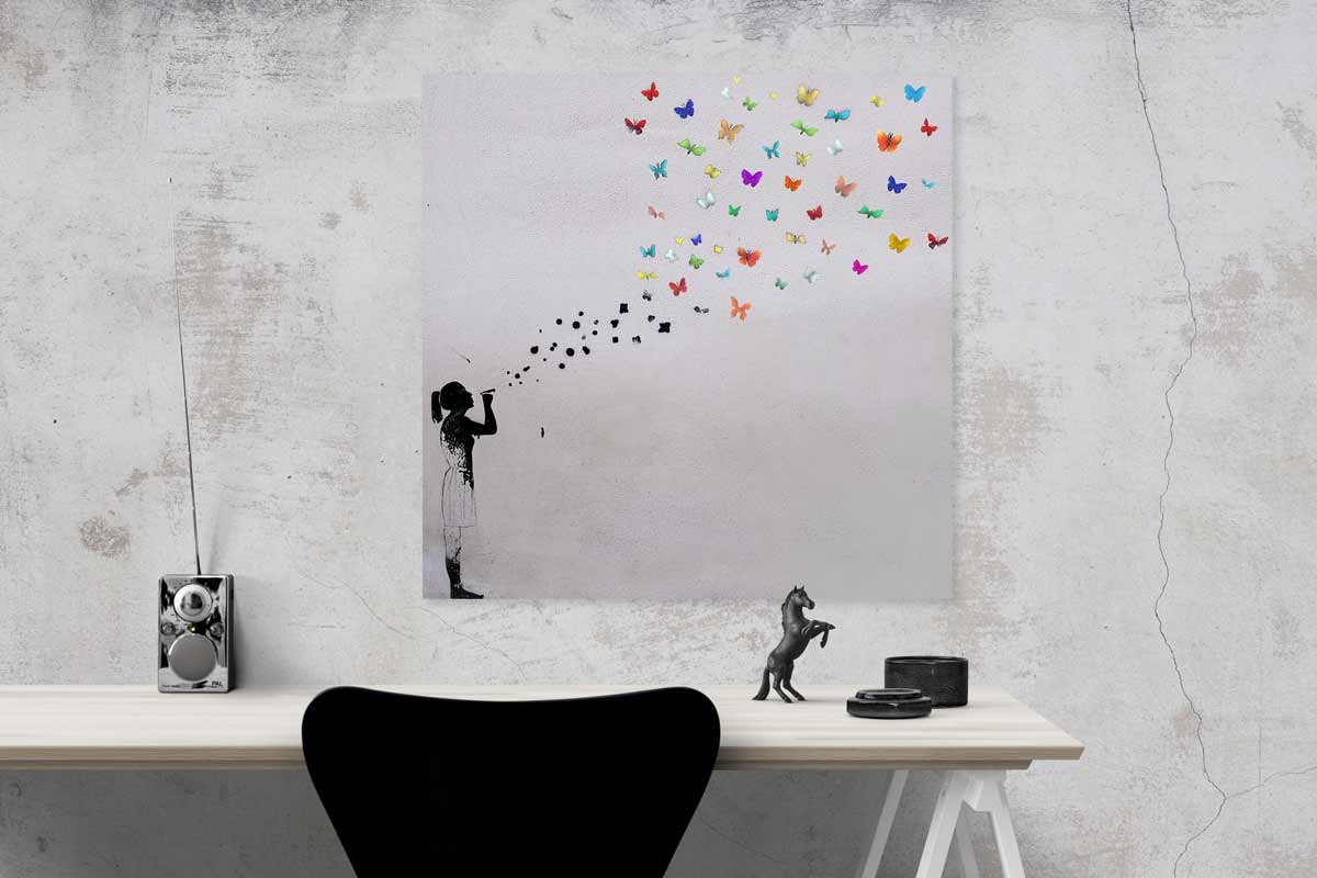 Banksy Streetart Poster – Schmetterling Bubble, 40x60 Cm, Digitaldruck Auf Fotopapier
