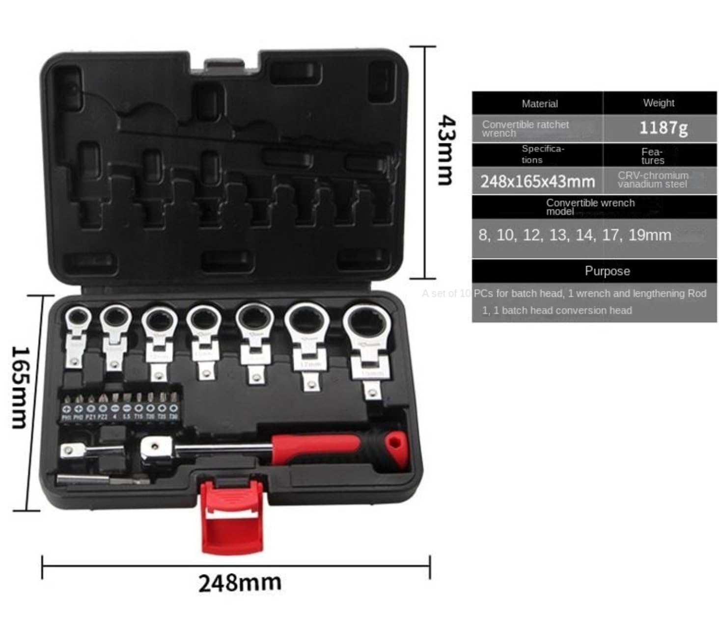 Juego De Llaves De Tubo Juego De Llaves Ultra Flexibles De 20 Piezas Juego De Llaves De Trinquete con Caja De Herramientas Juego De Llaves Métricas Ferramentas para Reparación