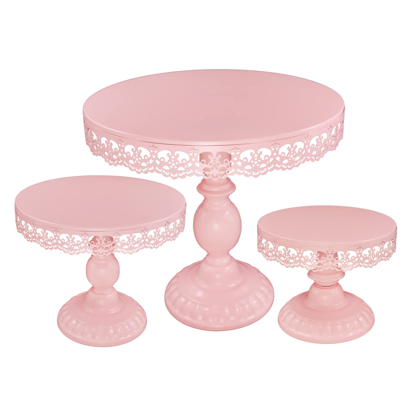 Set di 3 supporti per torte in ferro per dessert, vassoio da portata per baby shower, matrimoni, feste di compleanno (rosa)