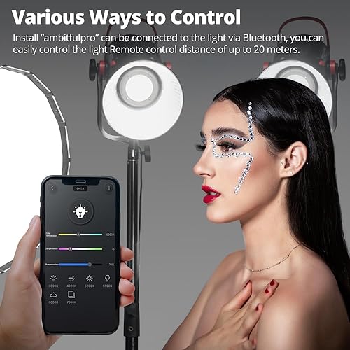 Miniatura 6 de AMBITFUL EF300 Aurora COB 300W 5600K Fotografía profesional Fx luz de relleno Fx efectos de iluminación, control inalámbrico, modo silencioso,
