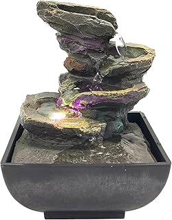 Indoor Tabletop Fountain Water Fountain with Light and Natural Waterfall...