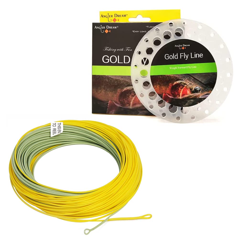 ANGLER DREAM Gold Fly Line 90FT Weight Forward Floating 9WT Fly Fishing
