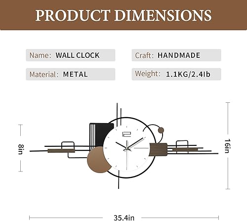 Miniatura 5 de Reloj de pared moderno para sala de estar, reloj de pared decorativo grande, reloj creativo silencioso que funciona con pilas, arte de pared de