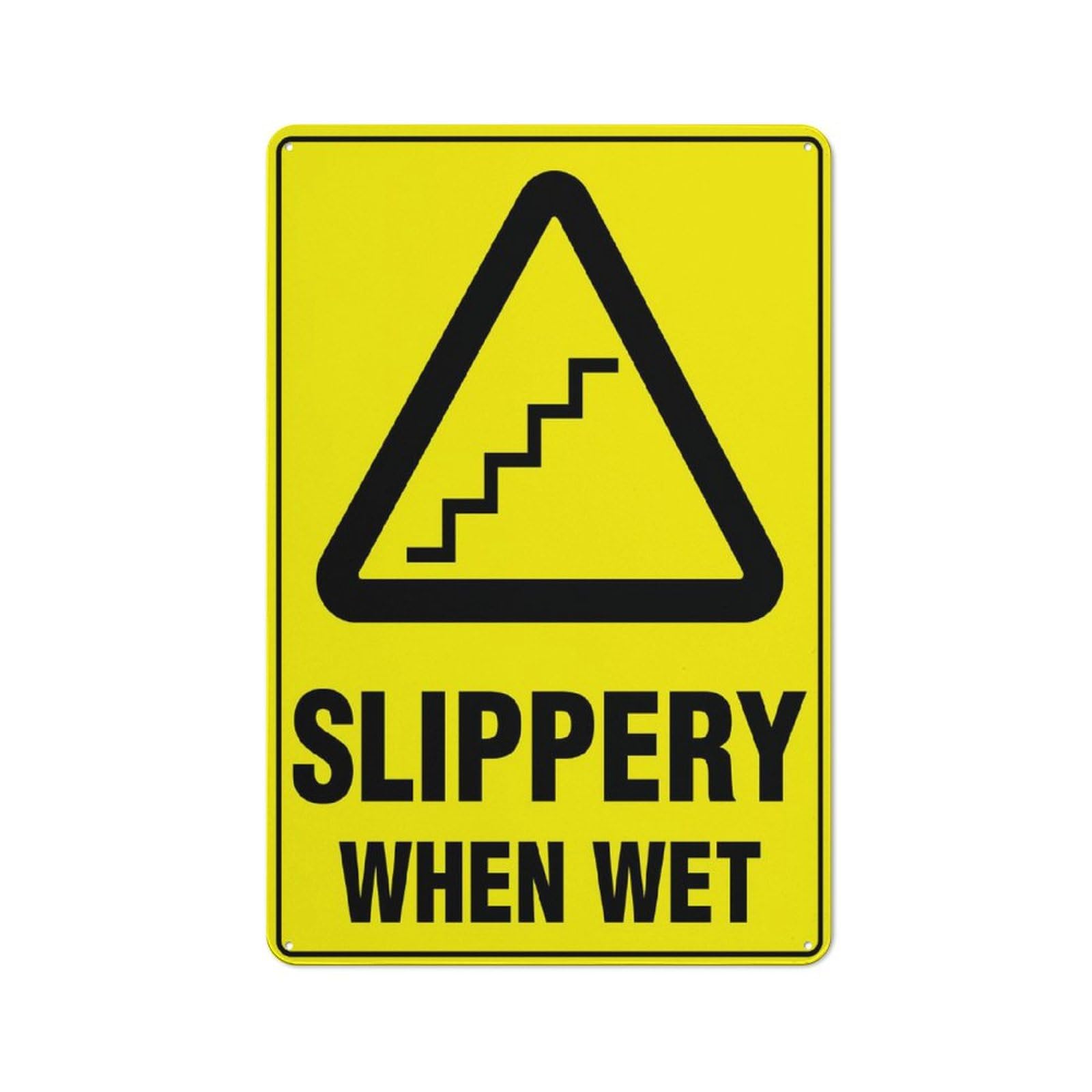 Caution Stairs Slippery When Wet Sign 12X8 Inch Tin Sign Great For Garden And Yard Wall Decor