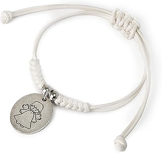 Pack de 4 pulseras cordón marfil medalla Ángel de la Guarda