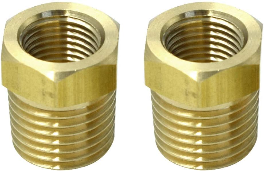 Brass Fittings 2Pcs, 1/8 NPT Female x 1/4 NPT Male, Barstock Street Pipe Connector, Forged Brass Fitting for Pipe Hose Line Connection, with 3.28Ft Sealing Tape