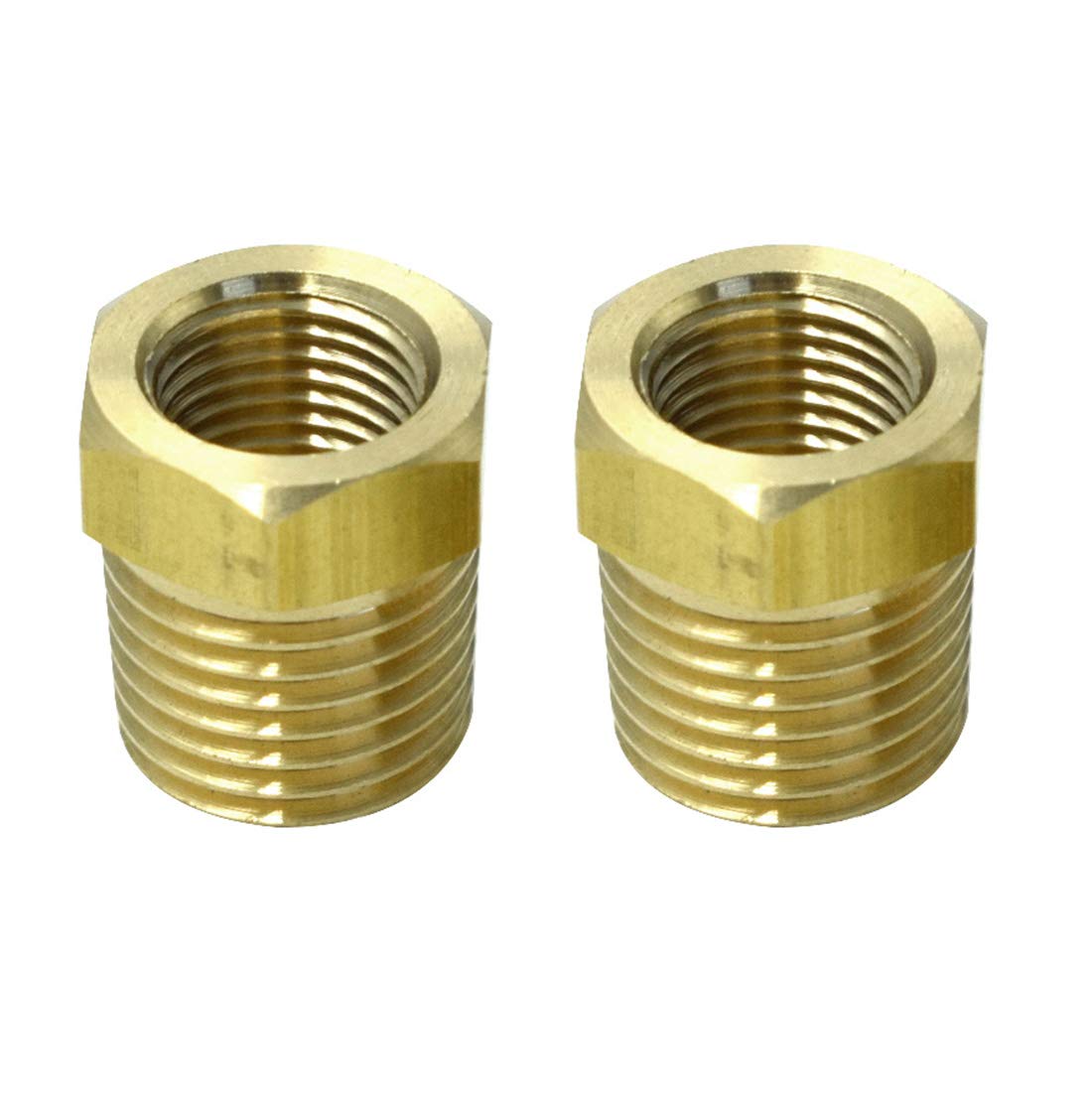 LICTOP 2pcs Metal Brass Pipe Connector Hose Fitting, Reducing Hex Head Bushing, 1/4'' NPT Male Pipe x 1/8'' NPT Female Pipe