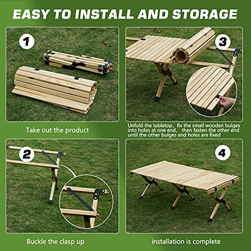 Zuzhii 3Ft Low Height Portable Folding Wooden Travel Camping Table For Outdoor/Indoor Picnic, Bbq And Hiking With Carry Bag, Multi-Purpose For Patio, Garden, Backyard, Beach(Large, Natural Wood) #TOP5