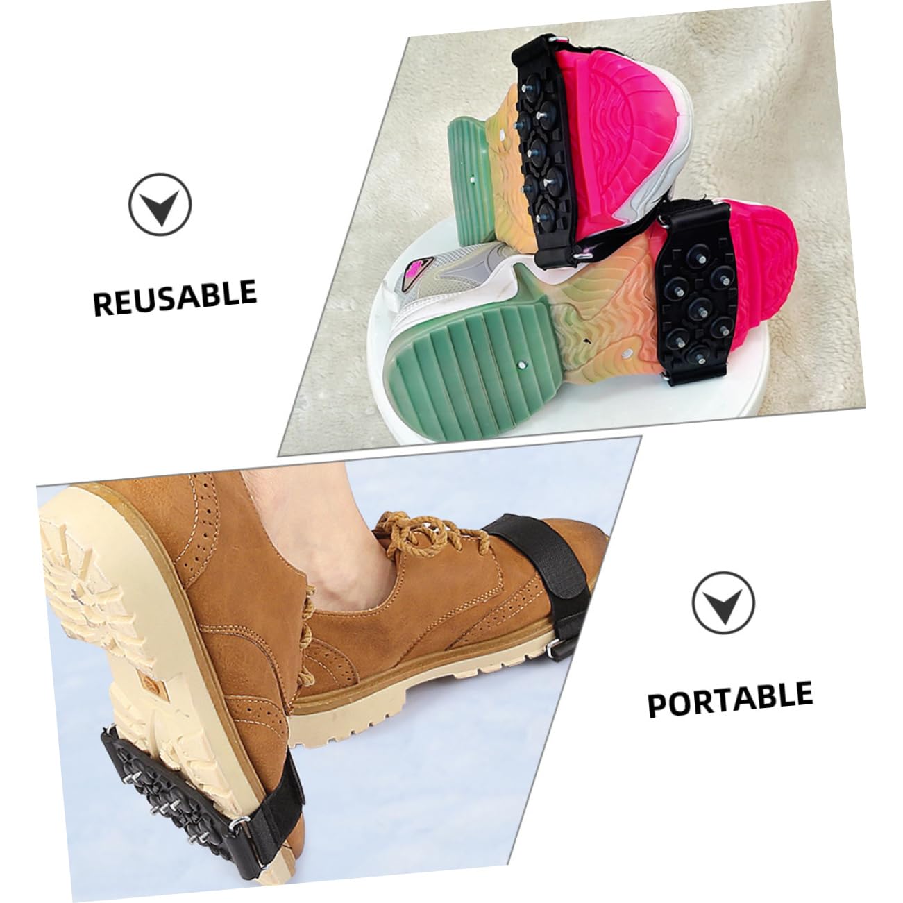 BESPORTBLE Überschuhe für Steigeisen Schuhgriff Stiefel Anti-Schuh Zehe einfrieren Griffe Spikes für Winterschuhe rutschfeste Schuhe Schuhgreifer Eisgreifer zum Bergsteigen Black