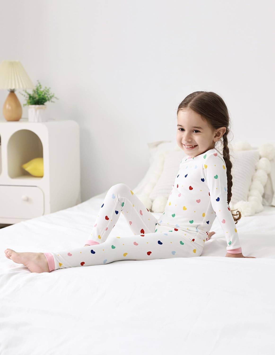 Girls Boys Toddler Pajama Set 2-Piece Kids Sleepwear Pjs Unisex Cute Soft Long Sleeve Pajamas Sets, Heart, 6Y - Image 4