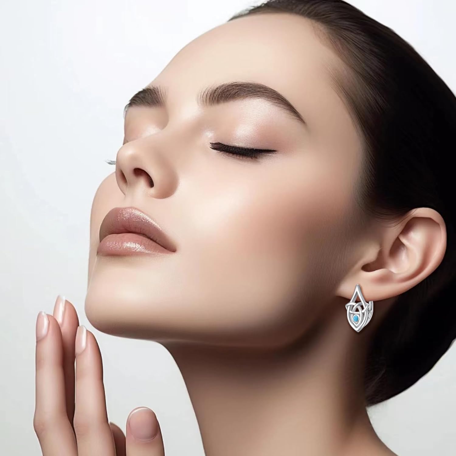 Leverback Earring for Women Girls Sterling Silver Dangle Drop Hoop Earrings Celtic Moonstone/Animal/Ankh Lever Back Hoops for Women Teens Birthday Anniversary Earrings Hypoallergenic - Image 5