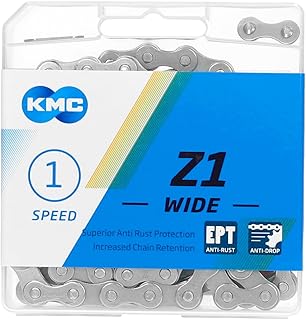 Fahrrad Kette, KMC Fahrradkette, Z1 WIDE EPT, 1/2" x 1/8", 128 Glieder, 1-fach, mit “ECO ProTeQ”, für E-Bike, silber