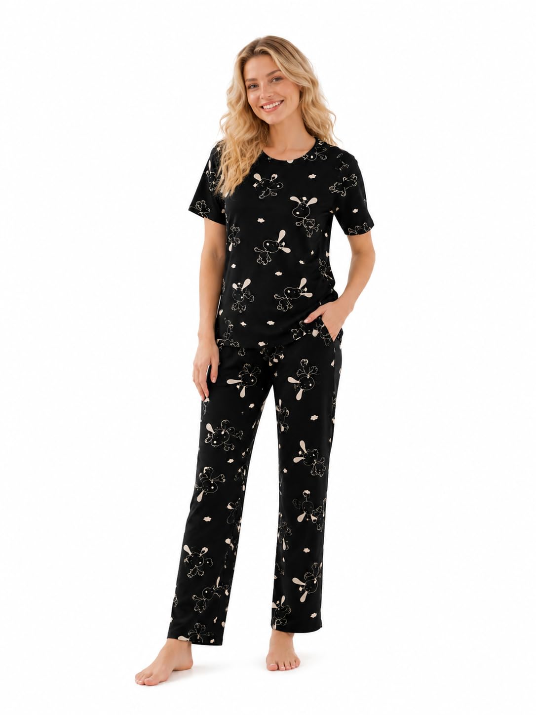 Women’s Cotton Snoopy Print Night Suit Set with Pyjama-image-21