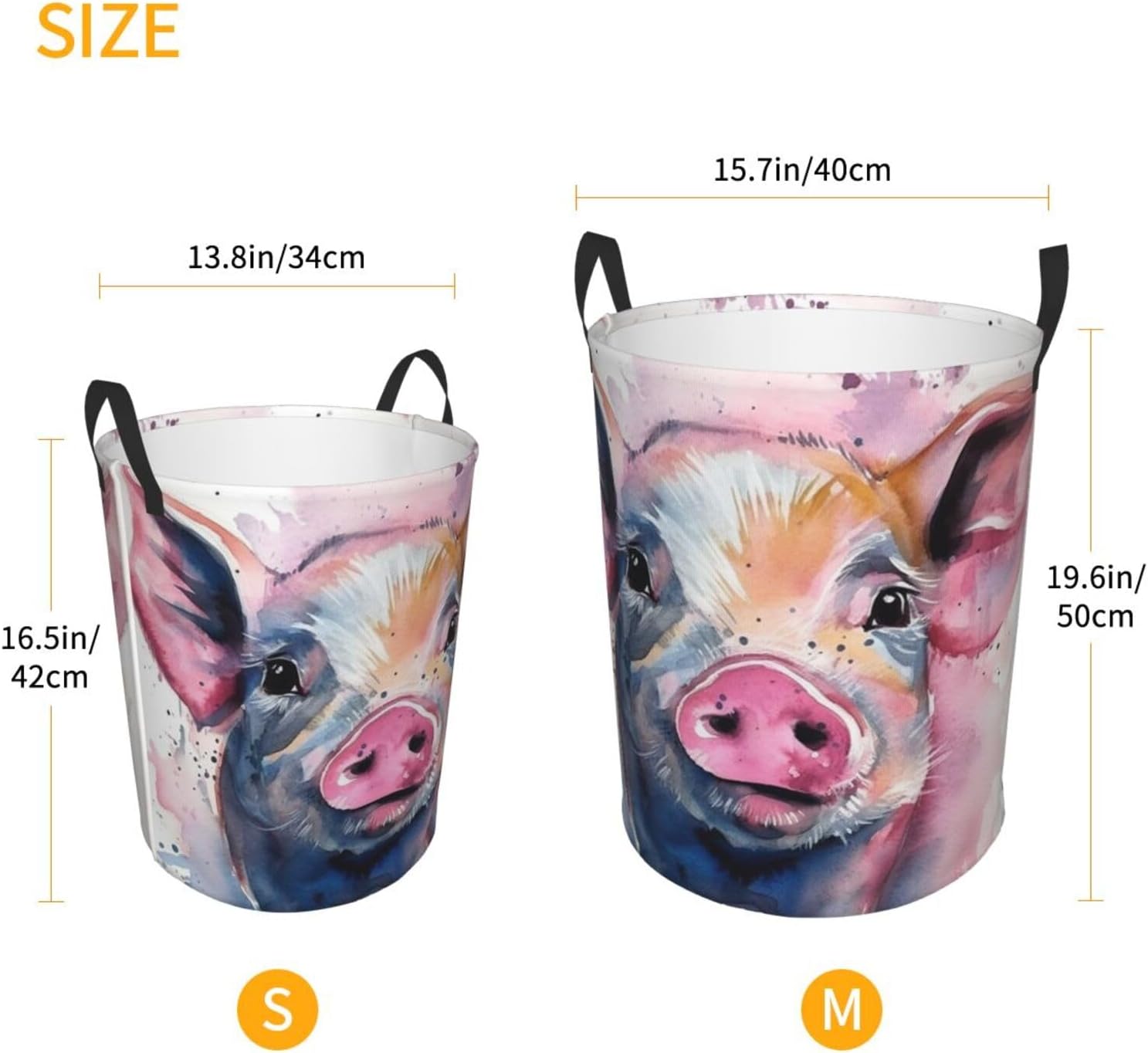 Smiling Laundry Basket With Handles, Foldable Laundry Hamper Oxford Cloth Dirty Clothes Basket Waterproof Clothes Toys Storage Bin Organizer for Bedroom Bathroom Dorm