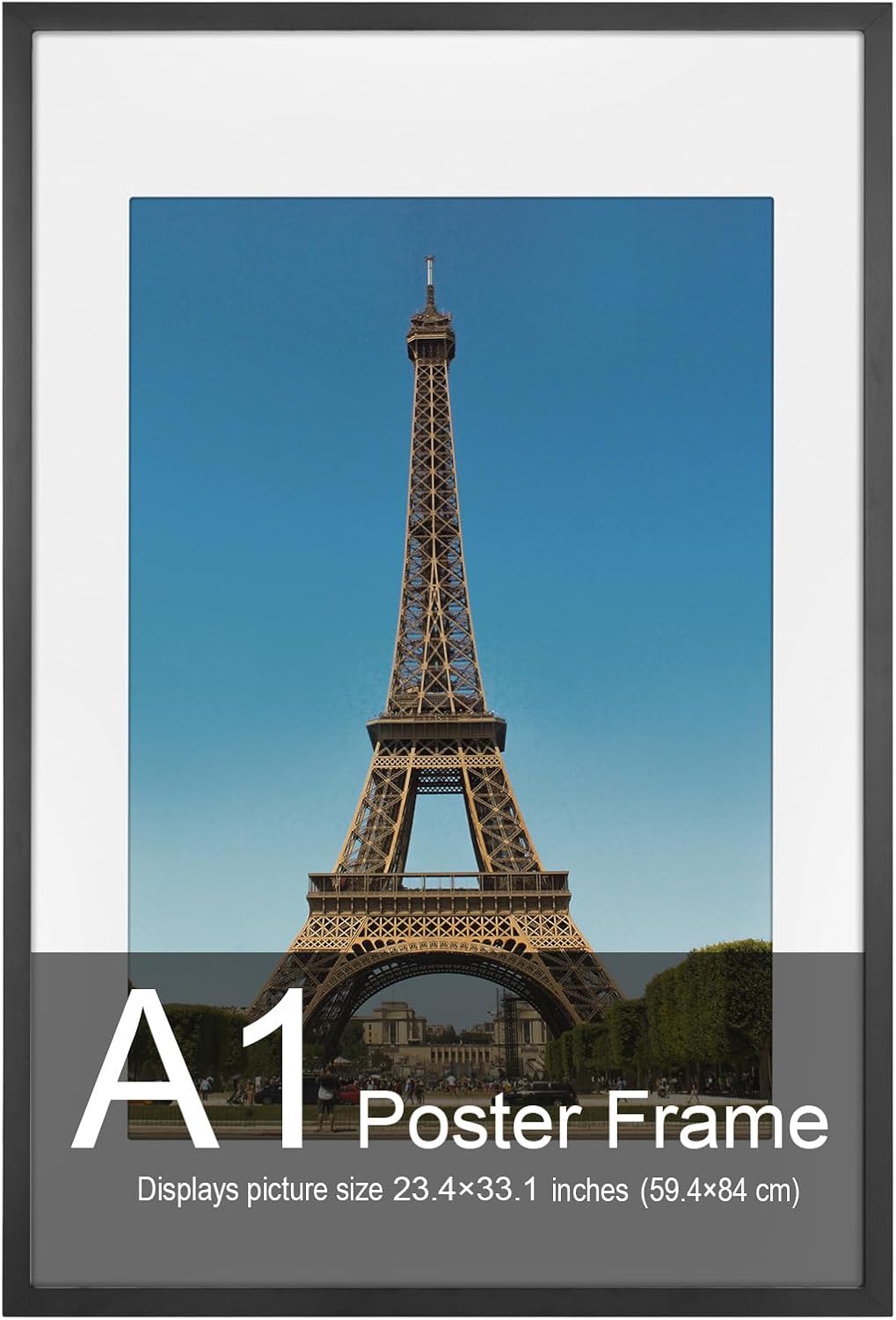 A1 Picture Frame (23.4 x 33.1 inches), Solid Wood Black Wood Poster Frame-Horizontal and Vertical Wall Hanging for Home, Exhibition, Caffe(Black)