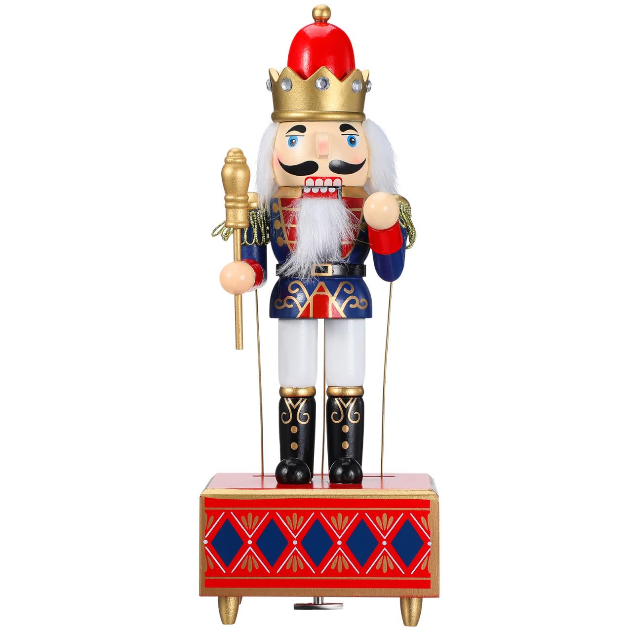 Boîte à musique en bois Casse-noisette de Noël : figurines de soldat casse-noisette, batteur, boîte à musique, figurine de soldat casse-noisette, décoration de Noël festive pour étagères et tables