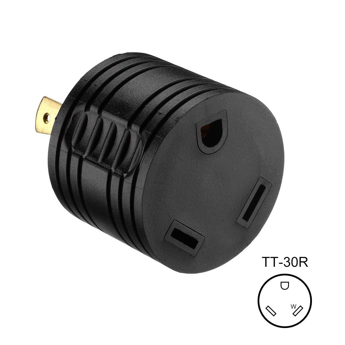Lot de 3 prises d'entrée 125 V pour camping-car et 1 adaptateur de générateur de véhicule récréatif 3-30 A mâle vers prise d'alimentation 30 A