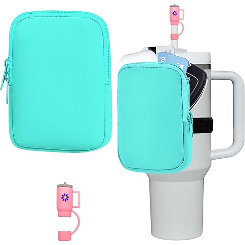 Scyagolila Water Bottle Pouch for Tumbler 20oz-40oz, Running Water Bottle Handheld Compatible with 40oz Cup, Open Pockets for Keys(Mint)