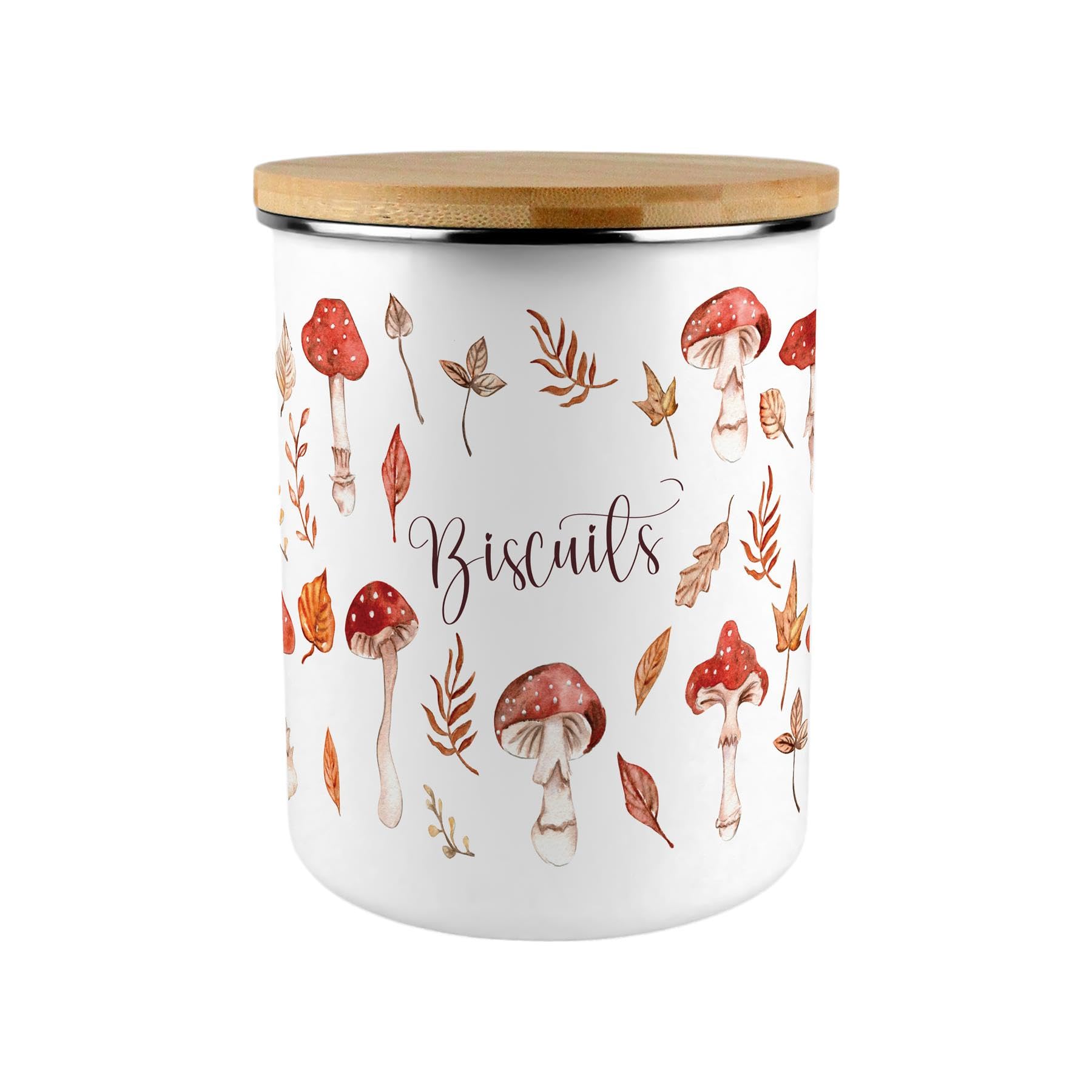 Purely Home Autumn Mushroom Biscuit Storage Tin - 2.7L Extra-Large Kitchen Canister