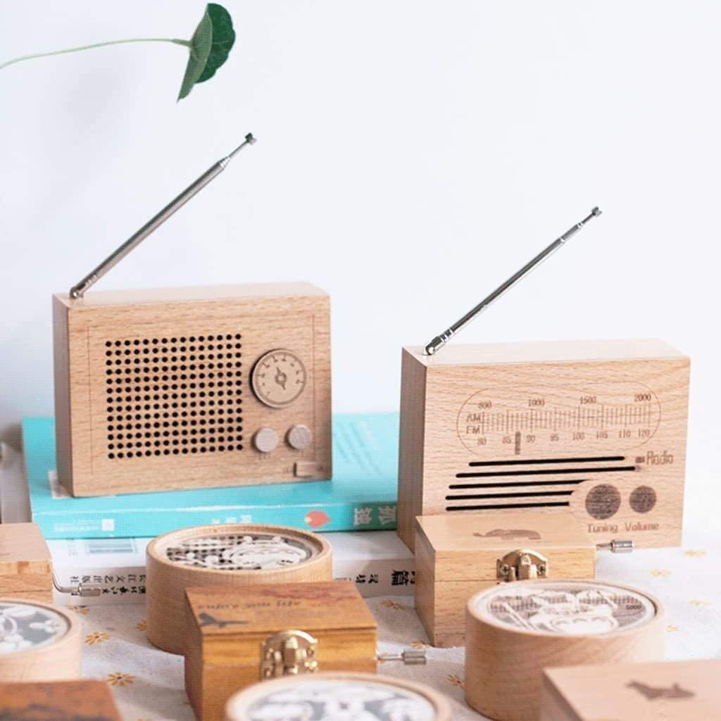 Caja de música Caja De Musica Niña Radio Caja de música mecánica clásica relojería Caja de música Creativa de Madera para Hija cumpleaños Navidad Caja Musical Personalizada(A)