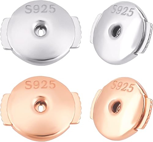 CREATCABIN 1 caja, 2 pares de aretes de bloqueo para tachuelas seguras de plata de ley 925, hipoalergénicos, refuerzos de repuesto seguros para