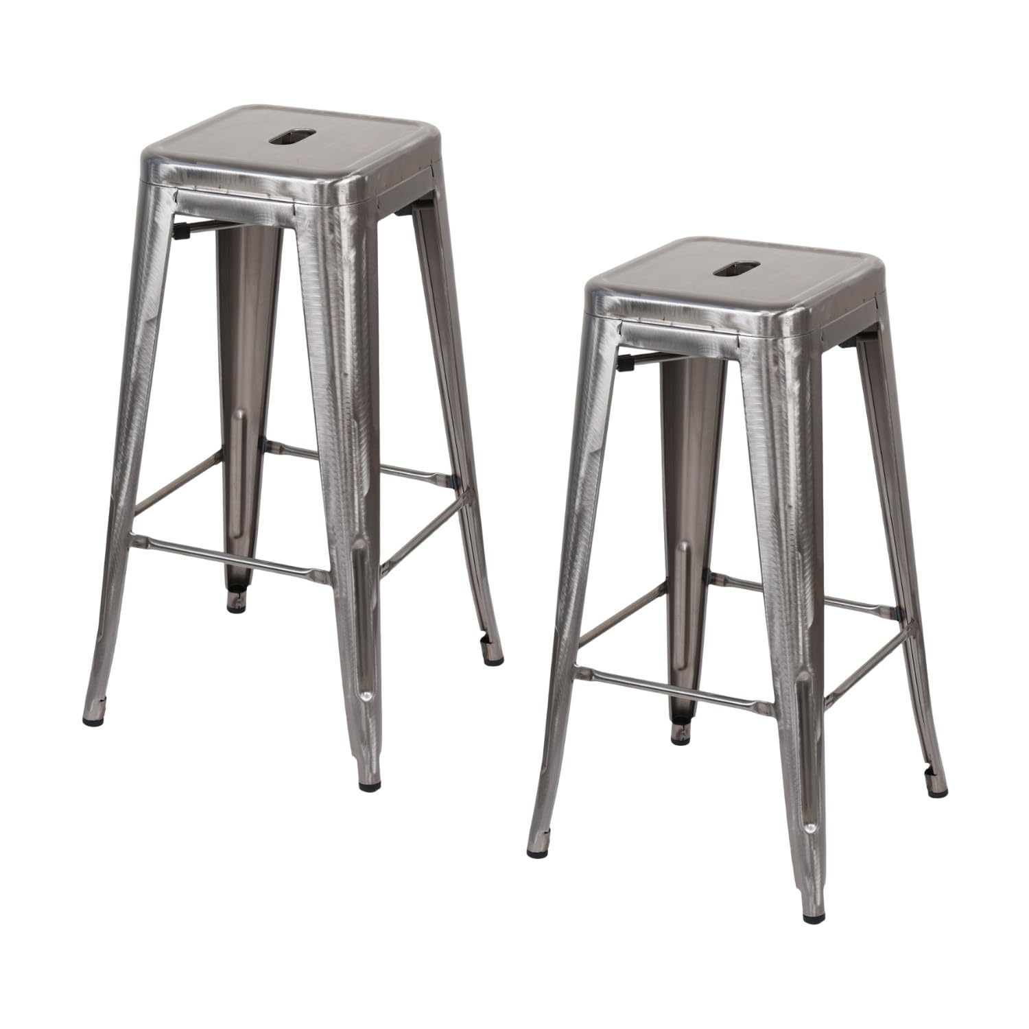 THINIA HOME Pack 2 Taburetes Medios Industriales Apilables de Acero 43x43x76cm