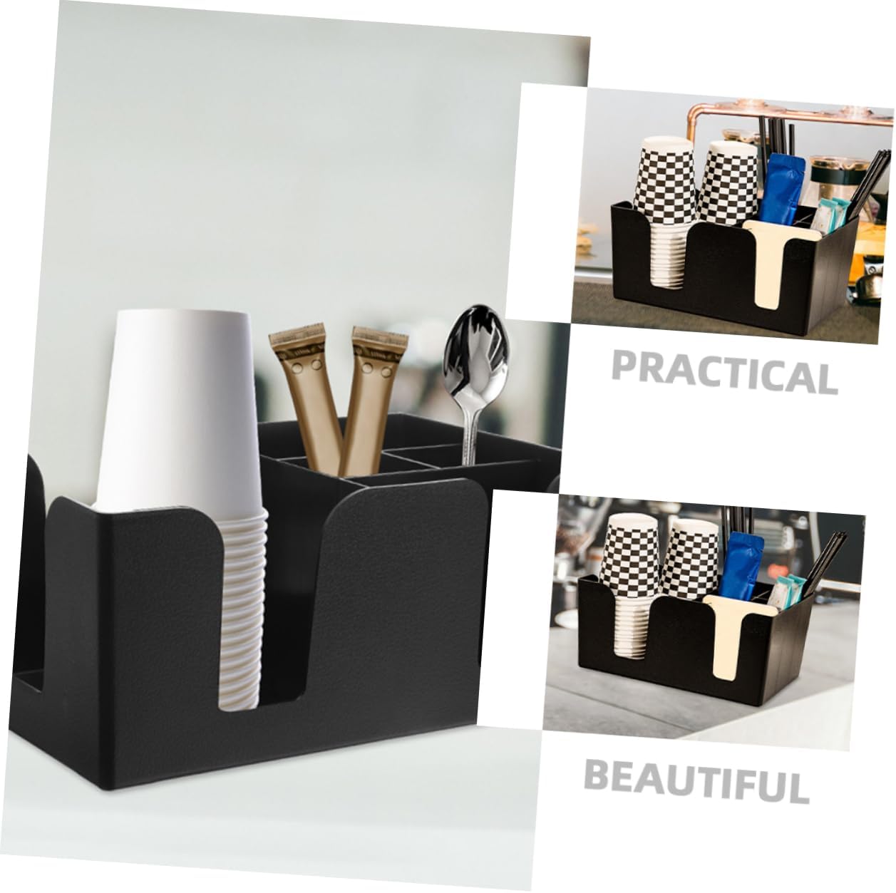 VOSAREA 2pcs Bar Organizer Napkin Tea Bag Compartment Storage Box for Bar Counter and Desktop